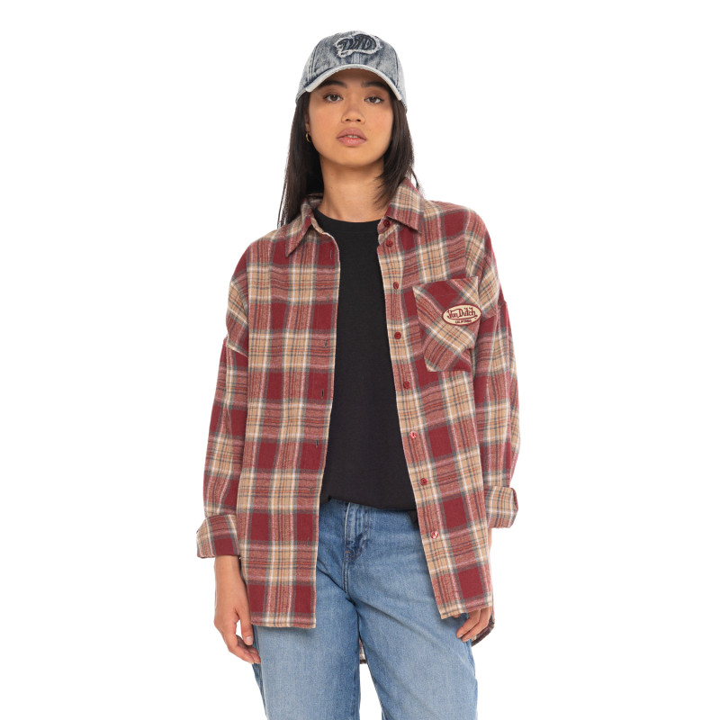 Chemise en Flanelle à carreaux coupe Régular Manches longues Rouge DEBY | Femme - Vondutch