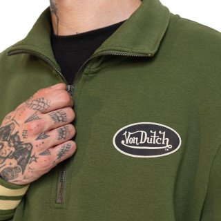 Sweat Sans capuche Zippé Vert Molletoné ALEC | Homme - Vondutch | Von Dutch