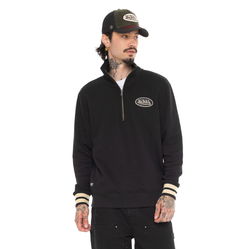 Sweat Sans capuche Zippé Noir Molletoné ALEC | Homme - Vondutch | Von Dutch