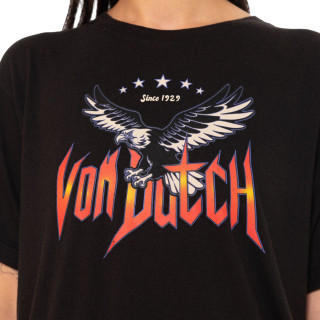 Tee Shirt Noir coupe Régular Col rond effet Délavé FLY | Femme - Vondutch | Von Dutch