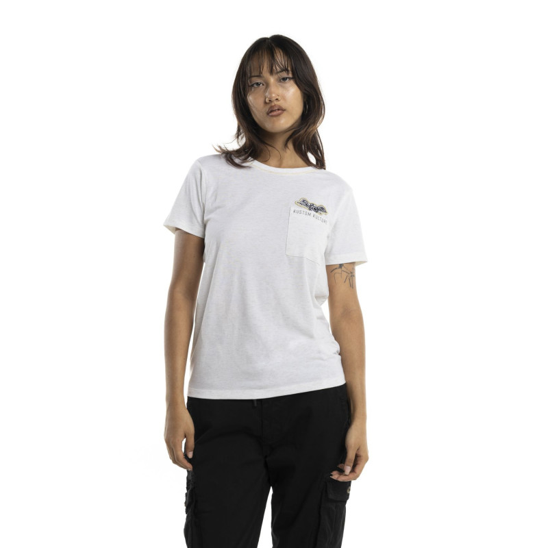 Tee Shirt Blanc coupe Régular Col rond STRASS | Femme - Vondutch | Von Dutch