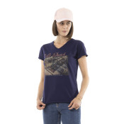 Tee Shirt Bleu coupe Régular Col V VINTAGE | Femme - Vondutch | Von Dutch