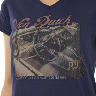 Tee Shirt Bleu coupe Régular Col V VINTAGE | Femme - Vondutch | Von Dutch