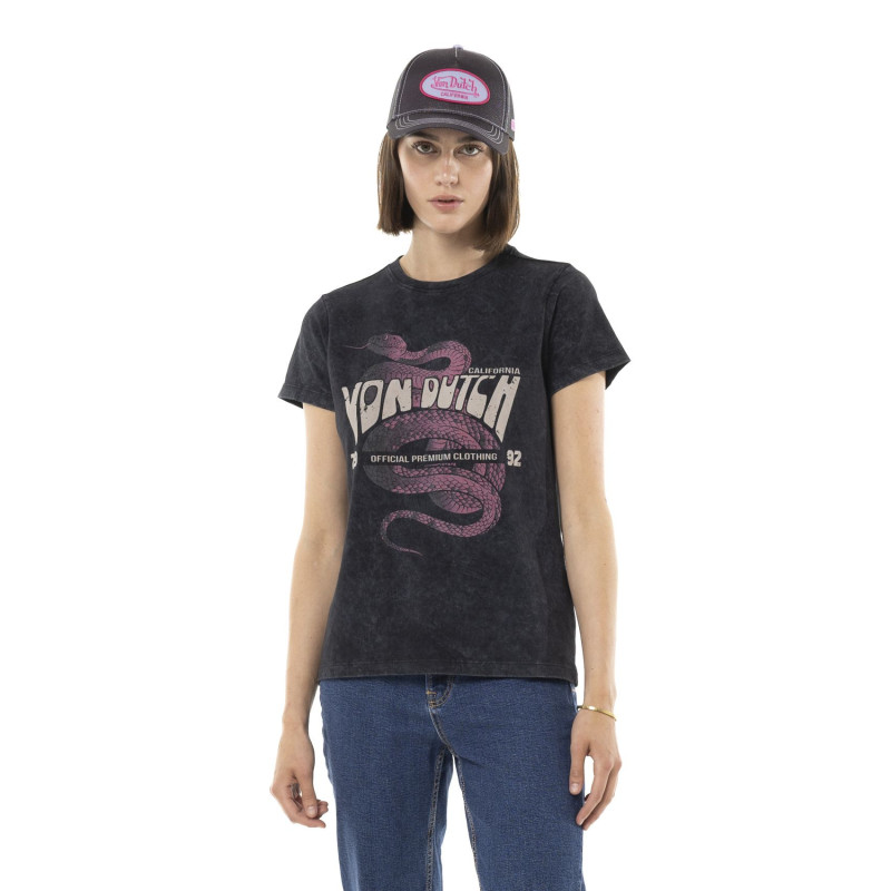Tee Shirt Noir coupe Régular Col rond effet Délavé VIPERE | Femme - Vondutch | Von Dutch