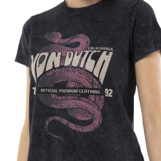 Tee Shirt Noir coupe Régular Col rond effet Délavé VIPERE | Femme - Vondutch | Von Dutch