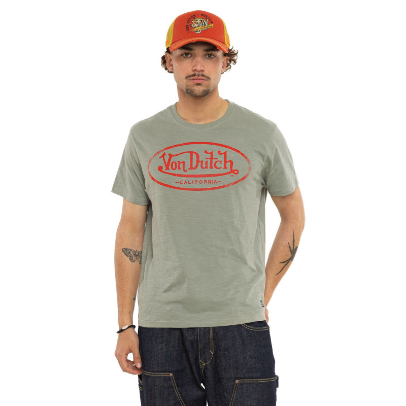 Tee Shirt Kaki coupe Régular Col rond effet Flammé BRAD | Homme - Vondutch | Von Dutch