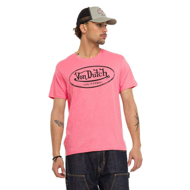 Tee Shirt Rose coupe Régular Col rond effet Flammé BRAD | Homme - Vondutch | Von Dutch