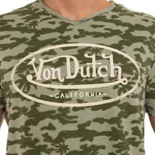 Tee Shirt Kaki coupe Régular Col V effet Flammé RON | Homme - Vondutch | Von Dutch