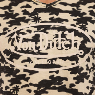 Tee Shirt Noir coupe Régular Col V effet Flammé RON | Homme - Vondutch | Von Dutch