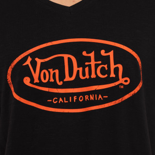 Tee Shirt Noir coupe Régular Col V effet Flammé TYRON | Homme - Vondutch | Von Dutch