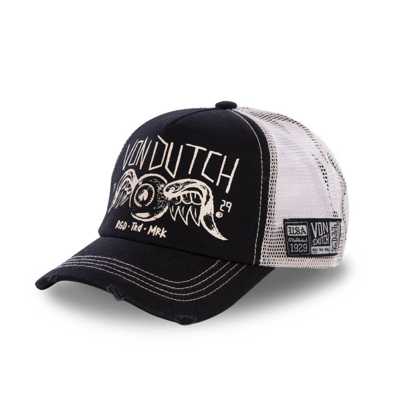 Casquette Vondutch Noire Trucker Snapback effet Usé CREW Vondutch - 1